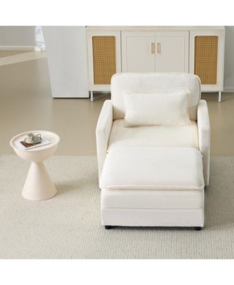  54" Plush Cloud Sofa with Ottoman & Cushions (Beige