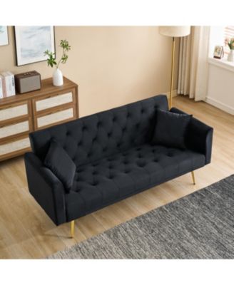 Velvet Foldable Sofa (71-inch) - Retro Style for Small Spaces