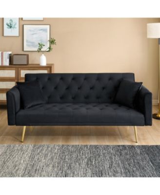 Velvet Foldable Sofa (71-inch) - Retro Style for Small Spaces