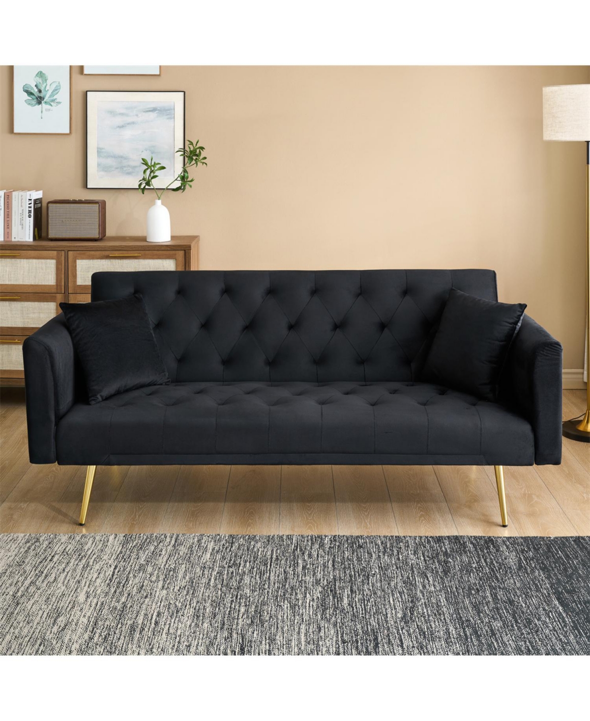 Streamdale Furniture Velvet Foldable Sofa (71-inch) - Retro Style for Small Spaces
