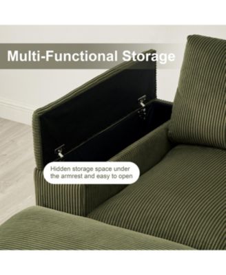 Streamdale Corduroy Sectional Sofa with Ottomans - Dark Green