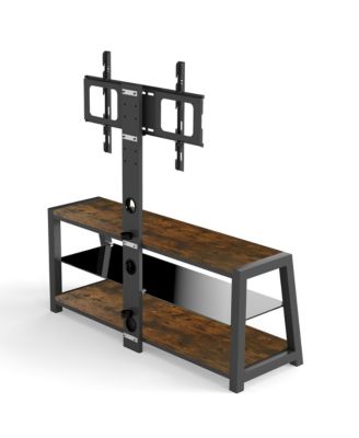 Wooden TV Stand with Mount, Swivel, Adjustable, Rustic Brown