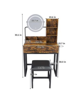 LED Lighted Makeup Vanity Table with Drawers & Chair