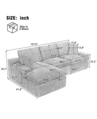  Cloud Sectional Sofa 107.9" Grey