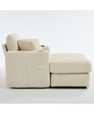 Streamdale Corduroy Chaise Lounge Sofa, Detachable Cushions, 3 Colours