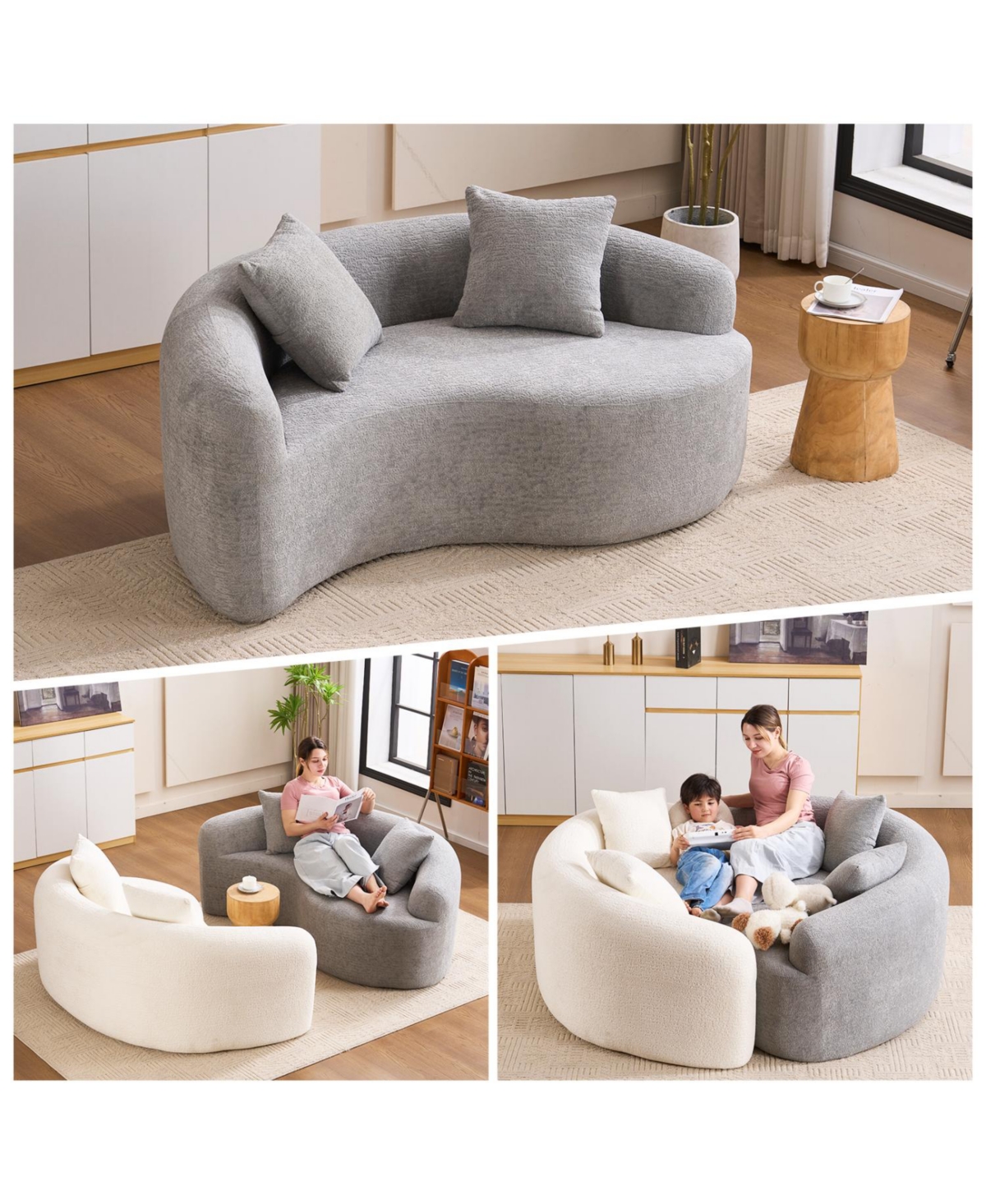 Streamdale Furniture Yin Yang Sofa- Dual Seat Chenille Loveseat - No Assembly