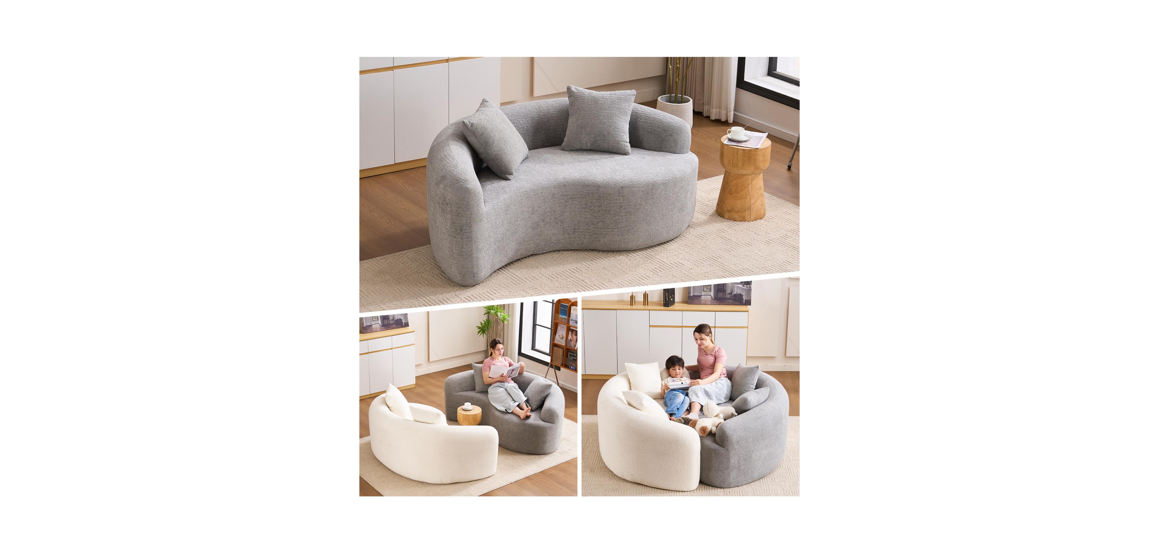 Streamdale Furniture Yin Yang Sofa- Dual Seat Chenille Loveseat - No Assembly