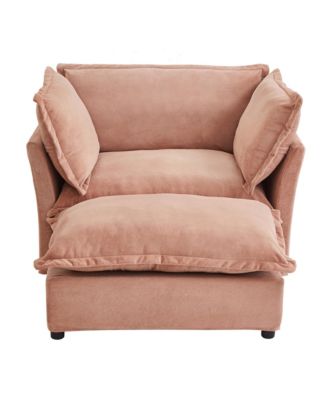 Cozy Pink Armchair Sofa with Ottoman