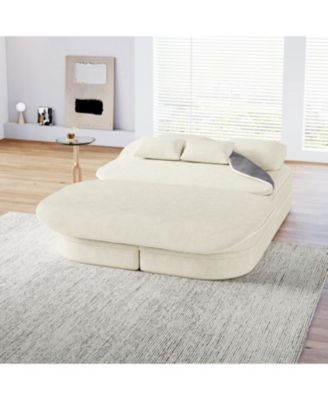 75" Fabric Foldable Sofa Bed with Blanket
