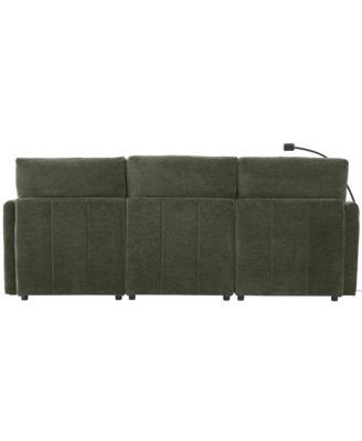 Modern Sectional Sofa U-shaped Couch with Ottoman, USB & Phone Holder - Green