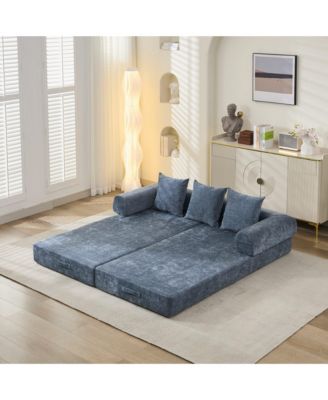 Comfy Convertible Folding Mattress Couch - Blue