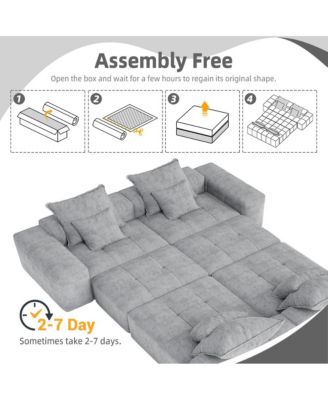  Modern Chenille Sectional Sofa with 8 Pillows, DIY Combination, GREY
