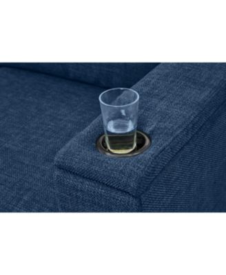 67.7" Modern Blue Loveseat with Cup Holder & Storage