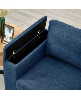67.7" Modern Blue Loveseat with Cup Holder & Storage