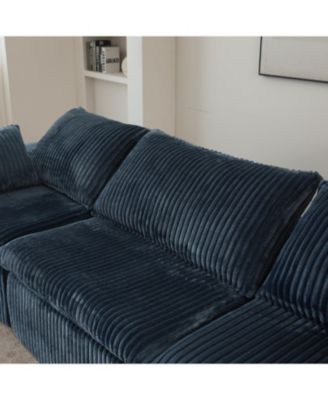 Cloud Sofa Corduroy Deep Seat Removable Cushion Blue