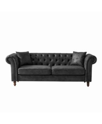 83" Chesterfield Tech Fabric Sofa, Mid Century Modern Couch