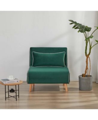 Velvet Sleeper Chair Bed - 3-Position Backrest, Pillow Included