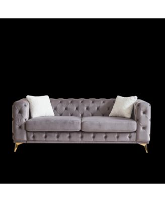 Deluxe Velvet Chesterfield Sofa with Tufted Buttons, 2 Pillows