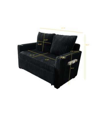 Streamdale Sleeper Sofa Couch Pull Out Bed Corduroy Love seat Black