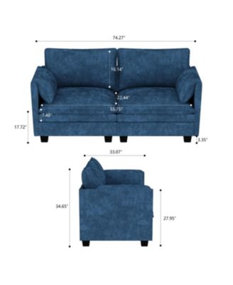 74" Loveseat Sofa - Mid Century Modern Couch for Small Spaces