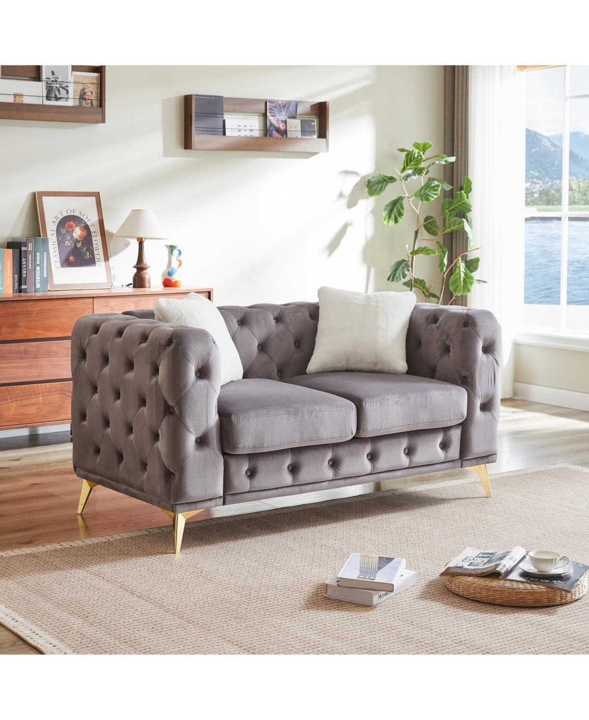 Streamdale Furniture Deluxe Velvet Chesterfield Sofa with Tufted Buttons