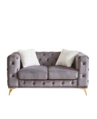 Deluxe Velvet Chesterfield Sofa with Tufted Buttons, 2 Pillows