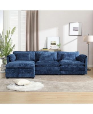  Oversized Sectional Cloud Couch, Modern Chenille L Shape, Ottoman & Memory Foam