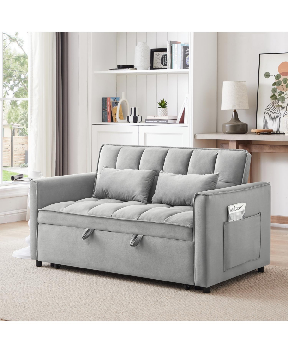 Streamdale Furniture 55" Convertible Velvet Sofa Bed