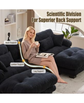  Pelletized Velvet Cloud Couch w/ 2 Ottomans & 3 Seater Sofa