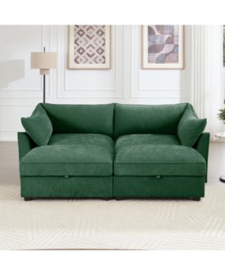 2-Seat Sofa w/Ottomans & Storage
