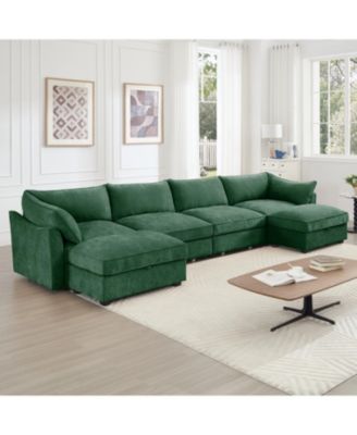 U Shape Sectional Sofa with Ottomans & Storage