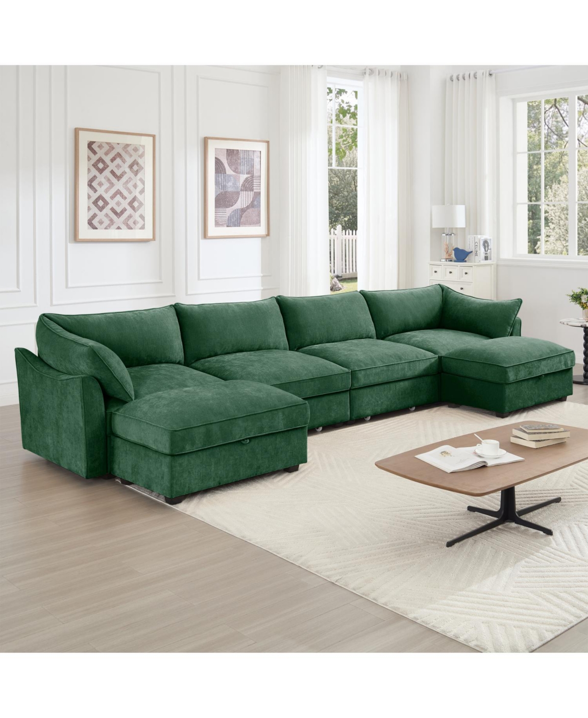 Streamdale Furniture U Shape Sectional Sofa with Ottomans & Storage