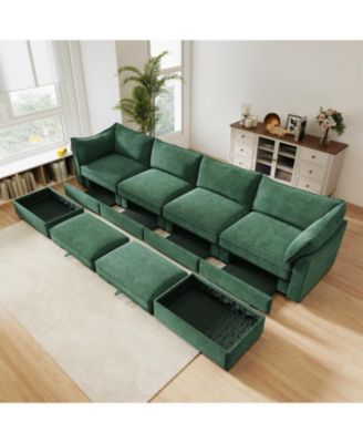 U Shape Sectional Sofa with Ottomans & Storage