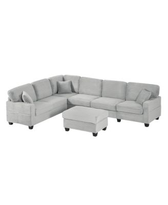 Streamdale U-Shaped Sectional Sofa with Ottoman & Storage Pockets