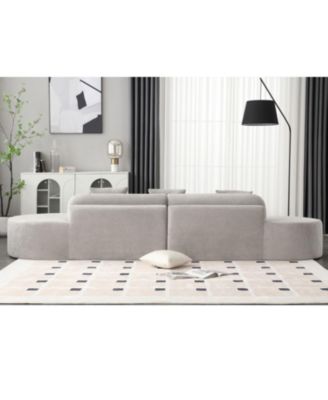 Modern Curved Terrycloth Sofa w/ Pillows