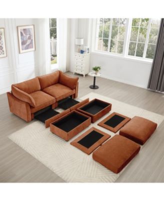 2-Seat Sofa w/Ottomans & Storage
