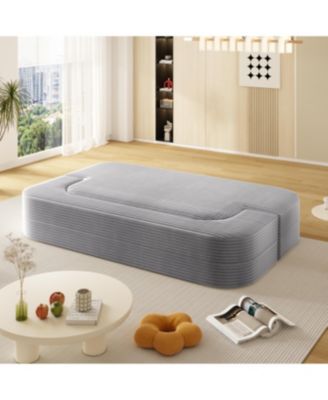 78.7" Foldable Corduroy Sofa Bed with Blanket & Pillows