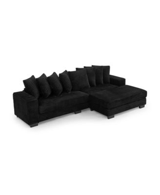 Corduroy Tufted Sleeper Sectional Sofa, L-Shaped Modular Convertible