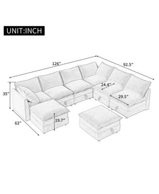 Streamdale Modular Sofa Bed with Storage & Faux Double-Layer Cushions