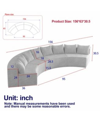 Corduroy Curved Sectional Sofa with 8 Pillows (4 Modules
