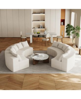 Corduroy Curved Sectional Sofa with 12 Pillows (6 Modules)