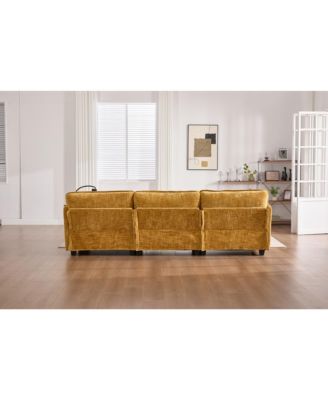 Oversized Sectional Sofa Cloud Couch w/ Ottoman, USB & Phone Holder