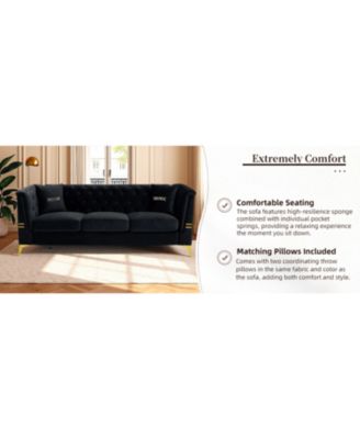 Streamdale Tufted Velvet Sofa, 82" Mid-Century Couch