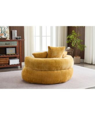 Chenille Bean Bag Chair with Filling - Indoor/Outdoor (Yellow)