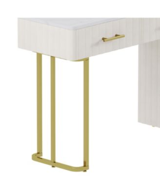 Velvet Vanity Desk Set, Marble Top, Adjustable Storage