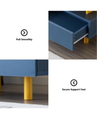 Modern Nightstand End Table - Bedroom, Living Room, Playroom - Yellow & Blue