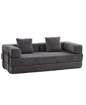 Corduroy Floor Sofa Bed - Dark Grey
