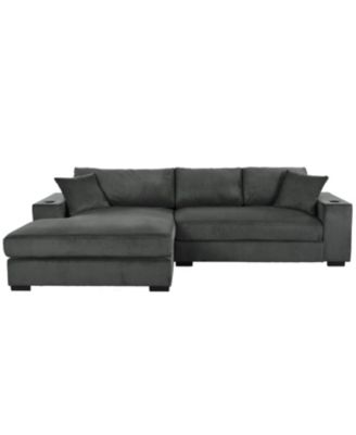 Large Sectional Sofa- Thick Cushions, Cup Holders & Charging