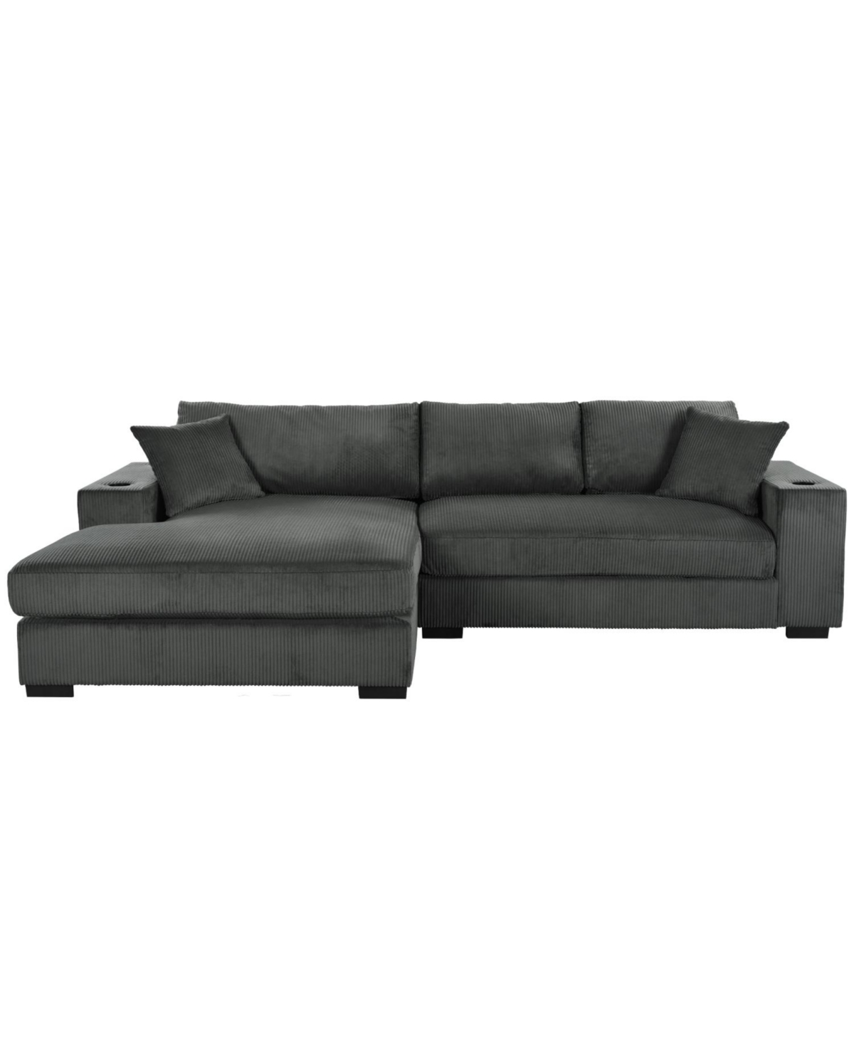 Streamdale Furniture Large Sectional Sofa- Thick Cushions, Cup Holders & Charging