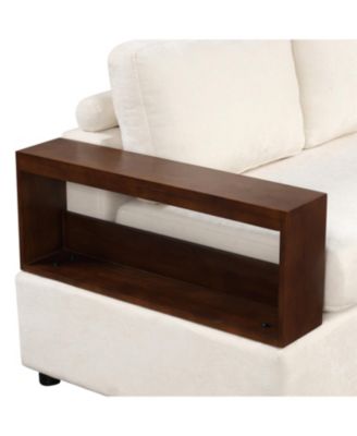 87.4" Sectional Sofa Couch with Reversible Armrests, Beige